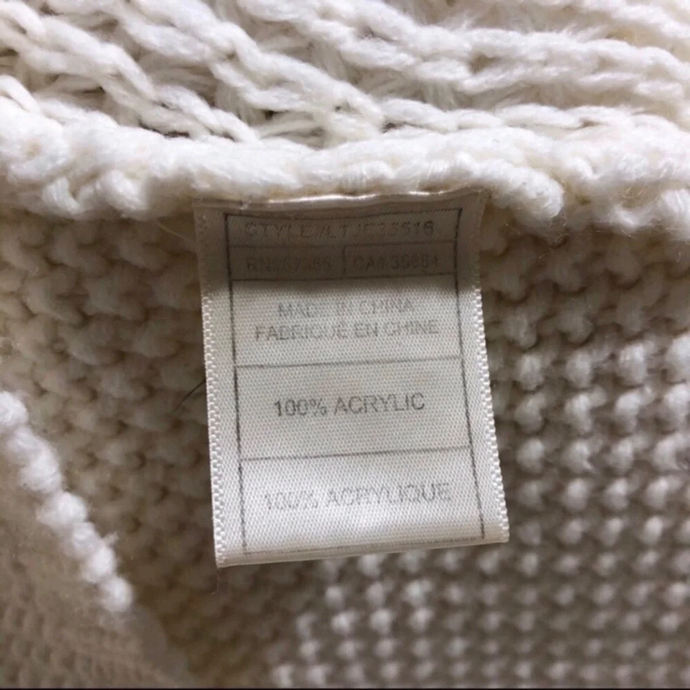 Jack by BB Dakota Open Knit V Neck Sweater Cream Size Medium - Picture 6 of 8